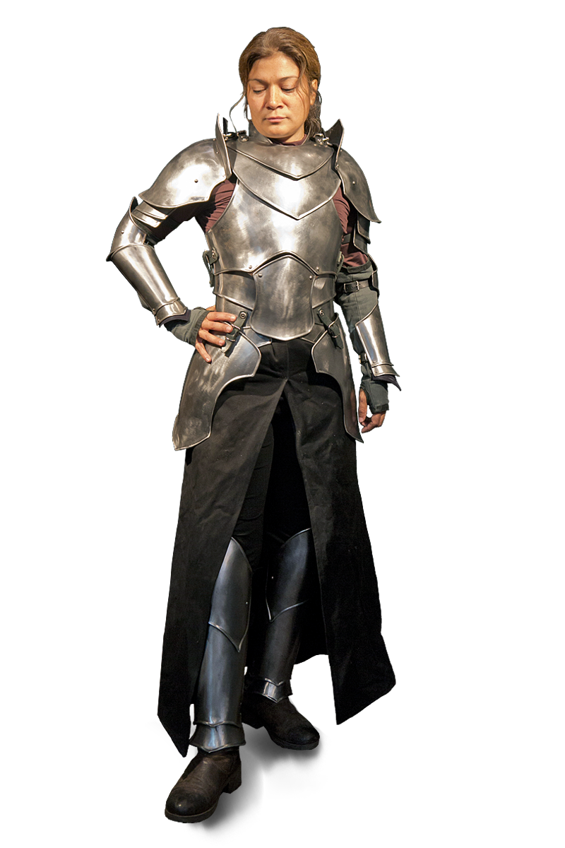 verzierte Frauen-Metallrüstung für Larp Klerikerin